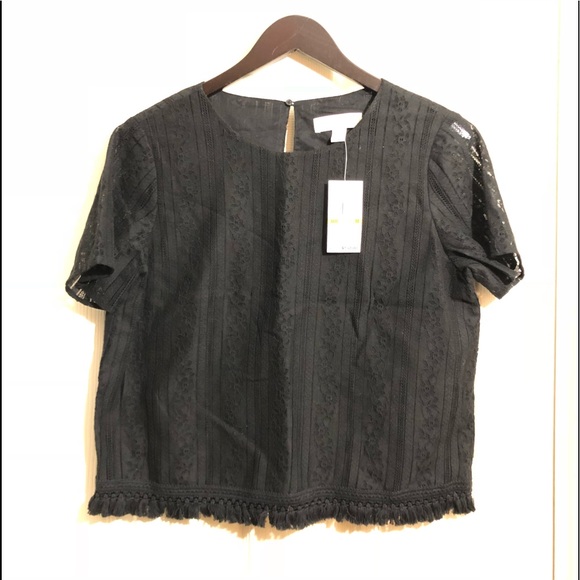 Michael Kors Tops - Michael Kors Black lace, tassel top NWT size M